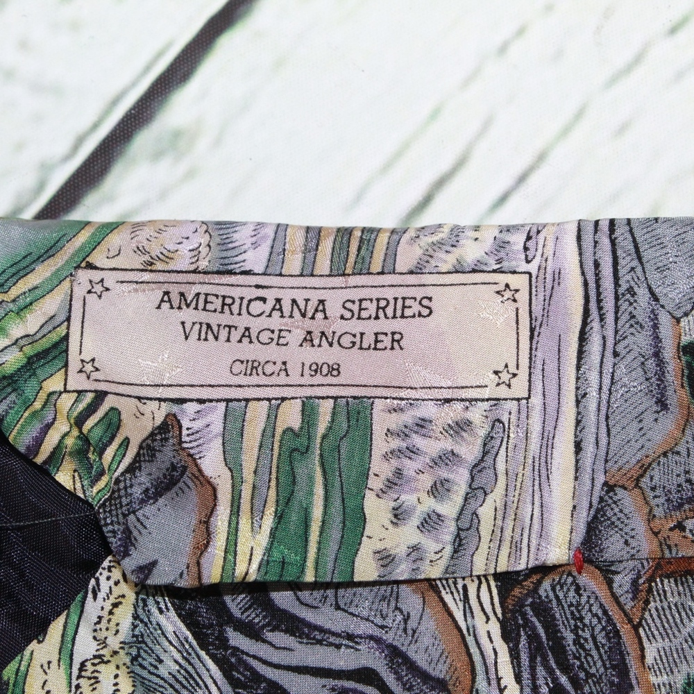 Vintage Tango By Max Raab Silk Fishing Neck Tie - Picture 7 of 8